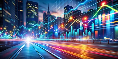 Poster - Long Exposure Data Analytics: Abstract Graphs & Charts Background with Copy Space