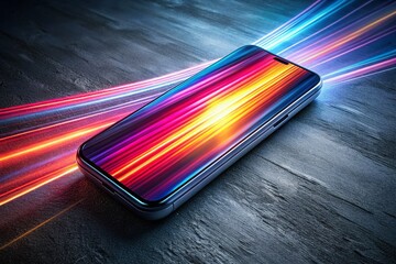 Poster - Long Exposure Phone Photography: Isolated Gray Background Stock Image