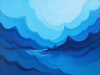 Aufkleber - A Blue Abstract Acrylic Painting Featuring A Natural Dynamic Mixture Of Oil Colored Strokes As Its Background Design Element. 00001