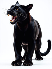Poster - A Black Puma Roars Prominently Against A White Background With A Transparent Png Overlay For Versatile Graphic Use. 00001