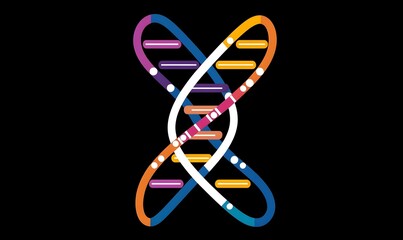 Poster - Vibrant DNA Helix with Colorful Markers, a stylized representation showcasing the intricate structure of genetic material and its diverse functions