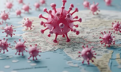 Poster - Viral Journey, a dynamic representation of a virus in motion, showcasing its intricate structure and behavior through captivating animation.