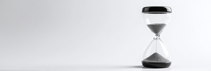 Aufkleber - A Black And White Image Of An Hourglass In A Minimalist Copy Space On A Plain Background. 00002