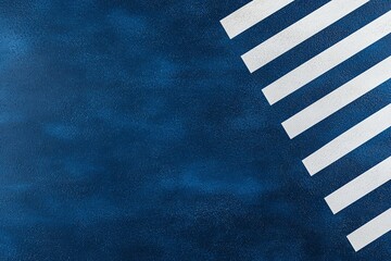 Poster - Abstract design with diagonal white stripes on a textured blue background. Perfect for creative projects, business presentations, or modern decor concepts.