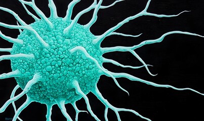 Poster - Vibrant Abstract Representation of a Virus, swirling colors and shapes evoke the complexity and chaos of viral structures and their impact.