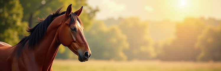 Poster - A Beautiful Horse Portrait Banner Is Designed With Ample Copy Space For Your Text Or Logo Above A Stunning Equestrian Image. 00003