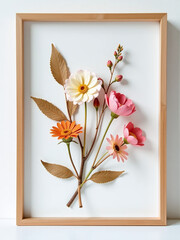 Poster - A Beautiful Dried Flower Arrangement Is Placed In A Frame Against A Clean White Background For Display Purposes. 00001