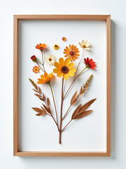 Poster - A Beautiful Dried Flower Arrangement Is Placed In A Frame Against A Clean White Background For Display Purposes. 00002