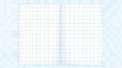 © Sahraya - Notebook paper vector. Note sheet for school memo. White page piece with grid and line texture. Realistic mockup for blank diary textbook or business document frame png illustration collection