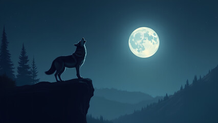  Wolf Howling at the Full Moon