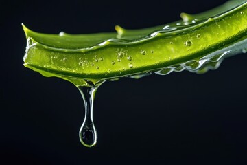 Sticker - Isolated dripping gel from sliced aloe vera