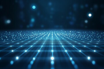 Aufkleber - Abstract Digital Background with Glowing Blue Dots and Grids, Perfect for Technology, Data Visualization, and Futuristic Concepts in Digital Art and Design Projects