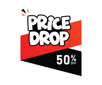 Price Drop vector abstract banner with 50% discount vector 