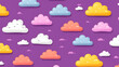 © Bi - Colorful cloud patterns on a purple background, playful design, ideal for various projects.