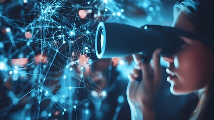 Poster - Woman Experiencing Immersive Virtual Reality Network