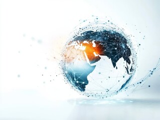 Poster - An abstract and artistic representation of a digital globe featuring intricate network connections that symbolize the advanced technology and the essential global connectivity we experience today