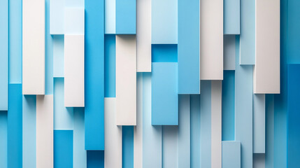 Poster - Abstract geometric wall with 3d blue cubes in modern art design, The facade of a modern building with an innovative facade made of automatic, 