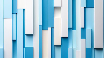 Poster - Abstract geometric wall with 3d blue cubes in modern art design, The facade of a modern building with an innovative facade made of automatic, 