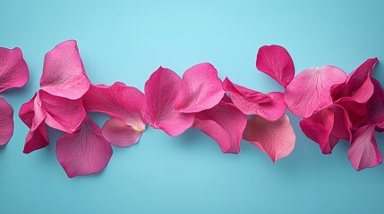 Sticker - Petals arranged on a blue background create a vibrant floral display