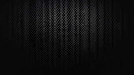 Black foil background with highlights and uneven texture, Industrial background. Black metal surface with regular round holes as texture