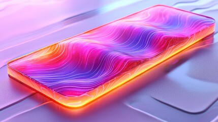 Wall Mural - Vibrant digital waves on rectangular screen, futuristic abstract background, technology concept.