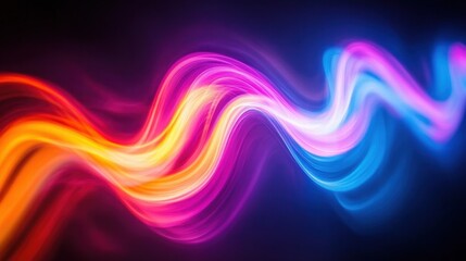 Wall Mural - Colorful Flowing Light Waves on Dark Background for Abstract Design