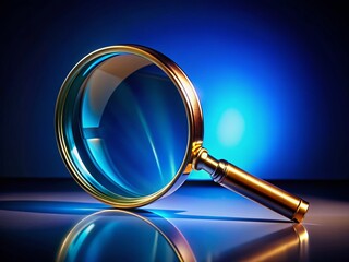 Poster - Magnifying Glass on Vibrant Blue Background: Abstract Architectural Photography