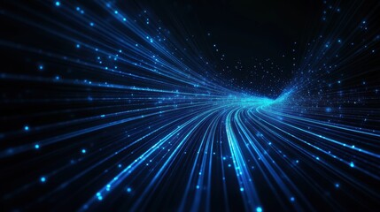 Poster - Dynamic Blue Light Streaks Cutting Through Dark Background Creating an Abstract and Mysterious Visual Experience