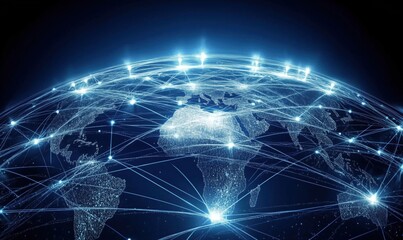 Poster - Global Network Connectivity Visualization with Bright Data Lines and Nodes Over Africa and Europe