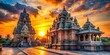 © prapatsorn - Majestic Nagaraaya Temple at Sunrise, Ancient Architecture, Spiritual Journey, Indian Heritage