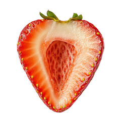 Wall Mural - cut in half strawberry, front view, isolated on white