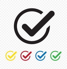 Poster - Check mark icon. Black check mark icon. Check mark vector icon. Checkmark Illustration. Vector symbols set ,Black checkmark isolated on transparent background. eps 10.