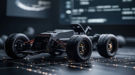 Aufkleber - Futuristic Electric Car Chassis Design Showcasing Advanced Technology and Innovation with a High-Tech Interface and Modern Aesthetic Appeal
