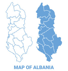  Albania Blue map flat regions border outline vector illustration