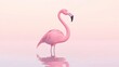 © Jakkarin - Majestic Low-Poly Flamingo Pose in Shallow Water Reflection - Ultra-Detailed Cinematic Image