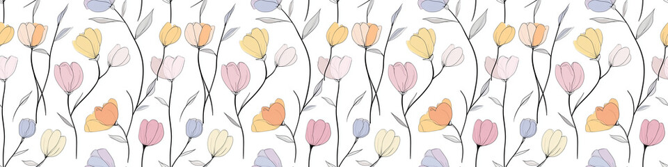 minimalist floral pattern, pastel colors, seamless tile