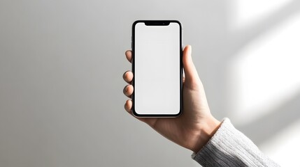 Poster - A hand holds a smartphone with a blank screen