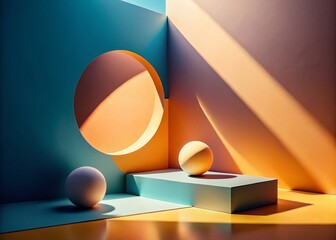 Poster - Minimalist Day Night Rhythm: Sun and Moon Abstract Art