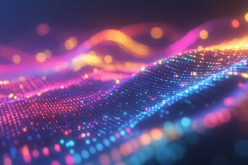 Colorful Pixel Prism Spectrum – Glowing Abstract Geometric Light Array