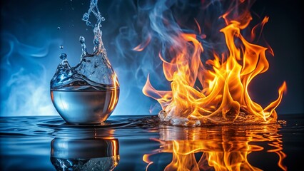 Poster - Minimalist Fire and Water Abstract Photography: Contrast and Balance