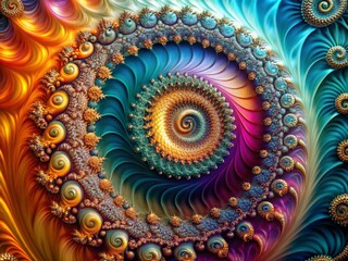 Poster - Minimalist Fractal Spiral Abstract Background - Geometric Design Texture