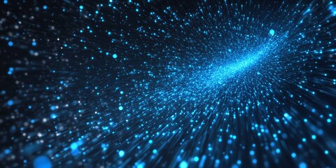 Poster - This abstract art piece, showcasing vibrant blue light rays, embodies themes of science and technology, evoking depth and innovation, inspiring creativity for contemporary design and digital use