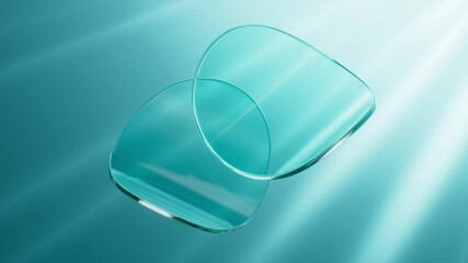 Poster - Cyan transparent glass background, 3d rendering.