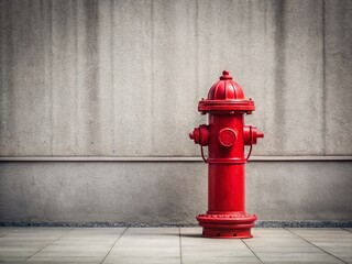 Poster - Minimalist Red Fire Hydrant - Urban Street Scene Stock Photo
