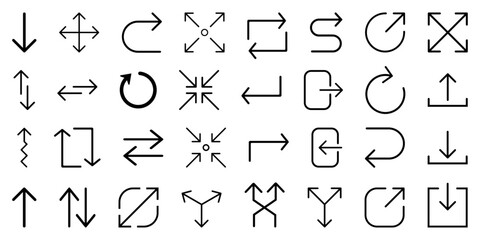 Poster - Line arrow icon collection graphic design element refresh repeat reload sync transfer exchange login logout direction share update outline
