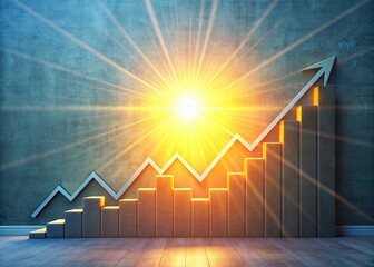 Poster - Minimalist Sunburst Stock Photo: Rising Market Graph & Technology Concept