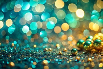 Poster - Minimalist Turquoise & Gold Geometric Shapes Abstract Background