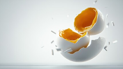Poster - An Impressive Image of a Broken Egg Suspended in Midair Capturing the Fragility and Dynamic Nature of Culinary Artistry