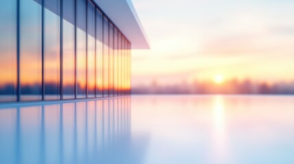 Poster - Breathtaking Urban Building Silhouetted Against a Vibrant Sunset Sky Casting Warm Hues and Evoking Tranquil Emotions