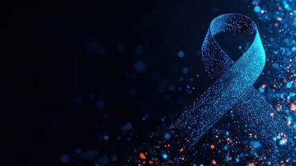 Poster - Radiant Blue Ribbon Illuminated by a Soft Glowing Light Creating an Enchanting and Dreamy Atmosphere of Elegance